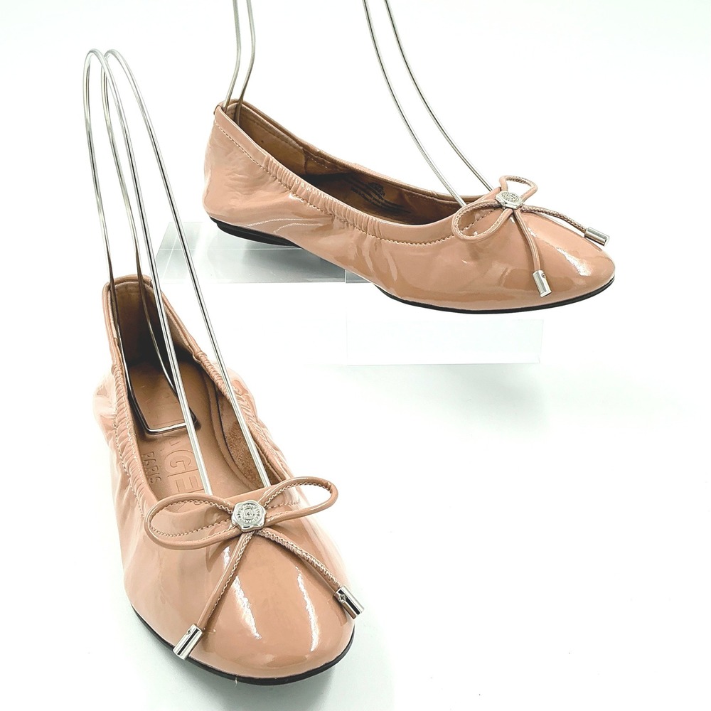 Karl Lagerfeld Paris Size 5 Nude Blush Pink Patent Ballet Flats NEW Velma $119